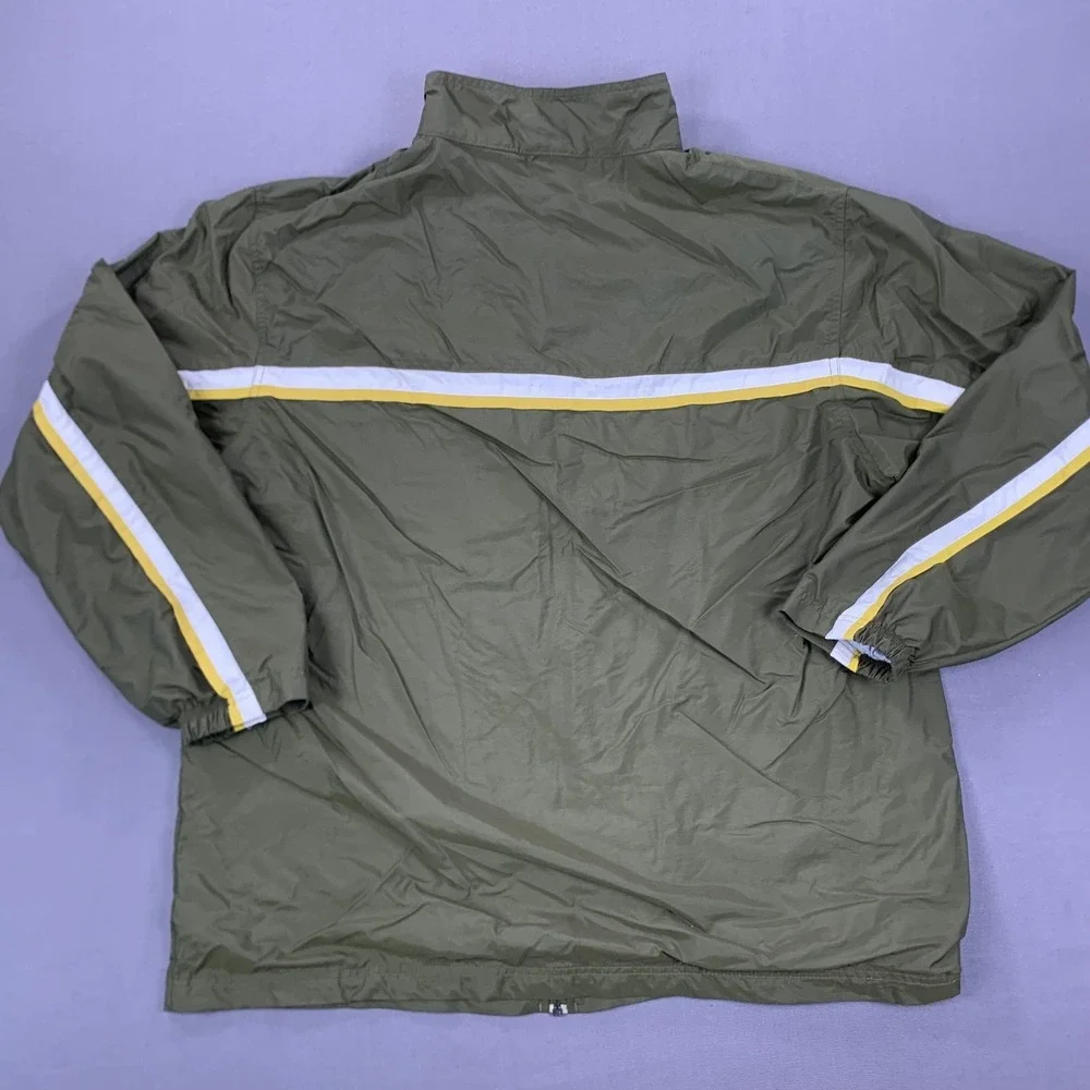 VTG Nike Jacket Mens XL Green Yellow Swoosh Lined Full Zip Windbreaker 90s Nylon